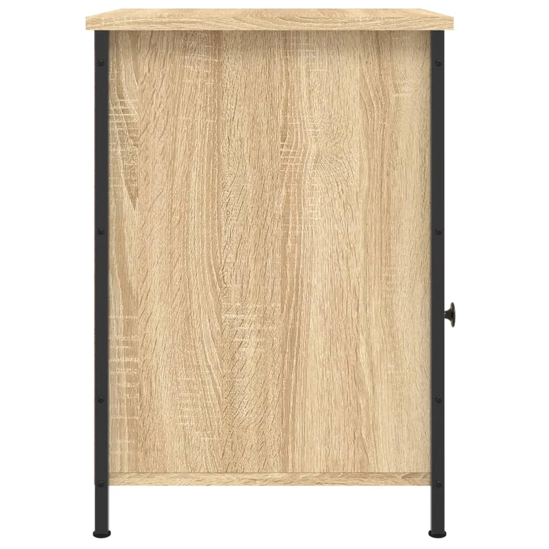 Lot de 2 tables de chevet avec tiroir et compartiment avec porte 40 x 42 x 60cm bois d'ingénierie couleur chêne et fer DEC035889