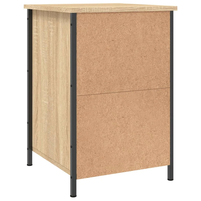Lot de 2 tables de chevet avec tiroir et compartiment avec porte 40 x 42 x 60cm bois d'ingénierie couleur chêne et fer DEC035889