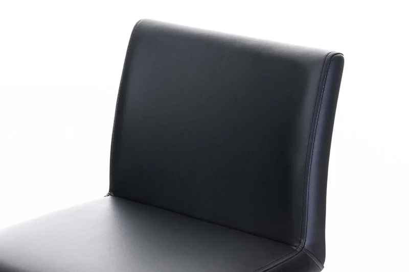 Tabouret de bar x1 avec repose-pieds plaque de base carrée en métal noir assise en PVC noir 10_0005299