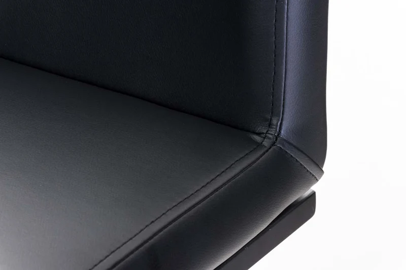 Tabouret de bar x1 avec repose-pieds plaque de base carrée en métal noir assise en PVC noir 10_0005299