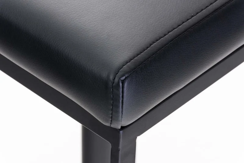 Tabouret de bar x1 avec repose-pieds plaque de base carrée en métal noir assise en PVC noir 10_0005299