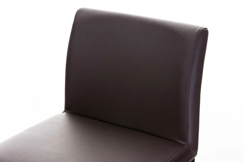Tabouret de bar x1 avec repose-pieds plaque de base carrée en métal noir assise en PVC marron 10_0005302