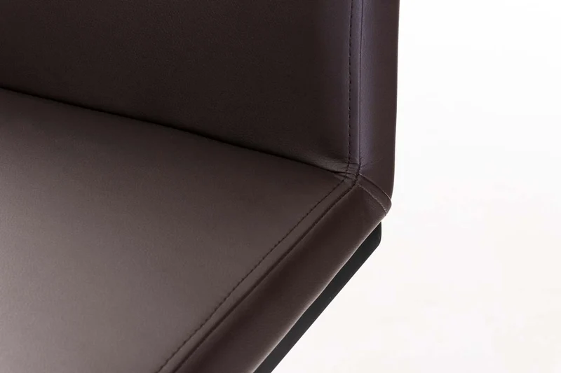 Tabouret de bar x1 avec repose-pieds plaque de base carrée en métal noir assise en PVC marron 10_0005302