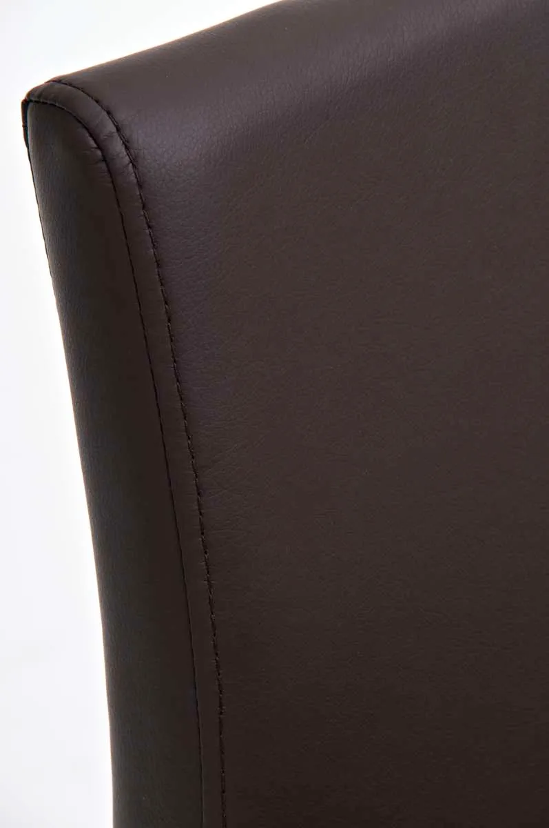 Tabouret de bar x1 avec repose-pieds plaque de base carrée en acier inoxydable assise en PVC marron 10_0005310