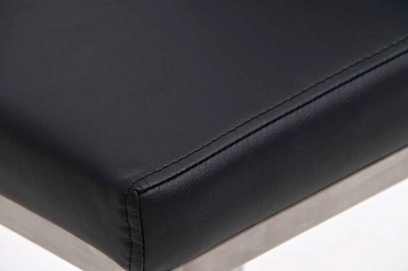 Tabouret de bar x1 avec repose-pieds plaque de base carrée en acier inoxydable assise en PVC noir 10_0005308