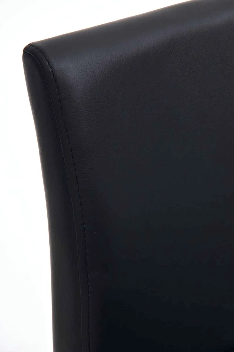 Tabouret de bar x1 avec repose-pieds plaque de base carrée en acier inoxydable assise en PVC noir 10_0005308