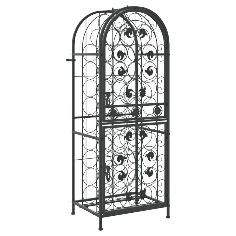 Casier range bouteilles étagère de rangement vin 41 bouteilles 45 x 36 x 120 cm fer forgé noir DEC024269