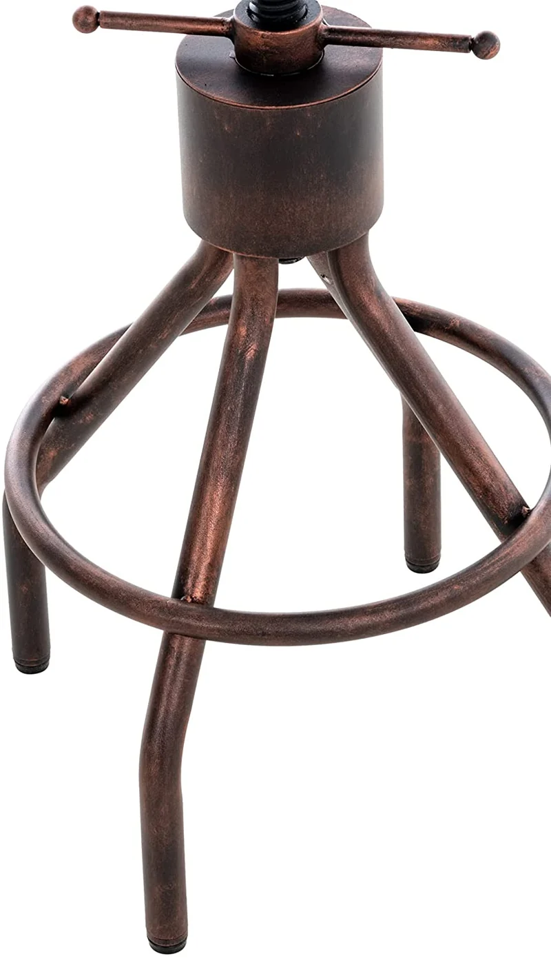 Tabouret de bar chaise haute de comptoir avec dossier design industriel vintage métal bronze et bois TDB10320