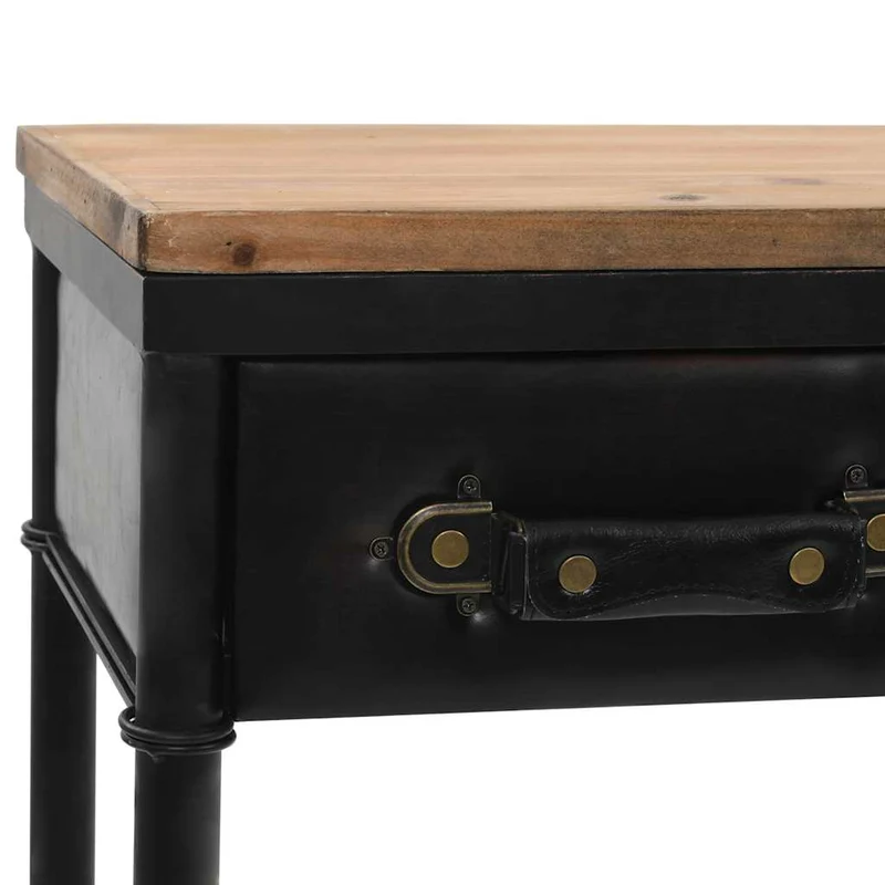 Table console d'entrée sur roulettes fonctionnel et stylé avec tiroirs 100x33,5x80 cm MDF bois et acier DEC032055