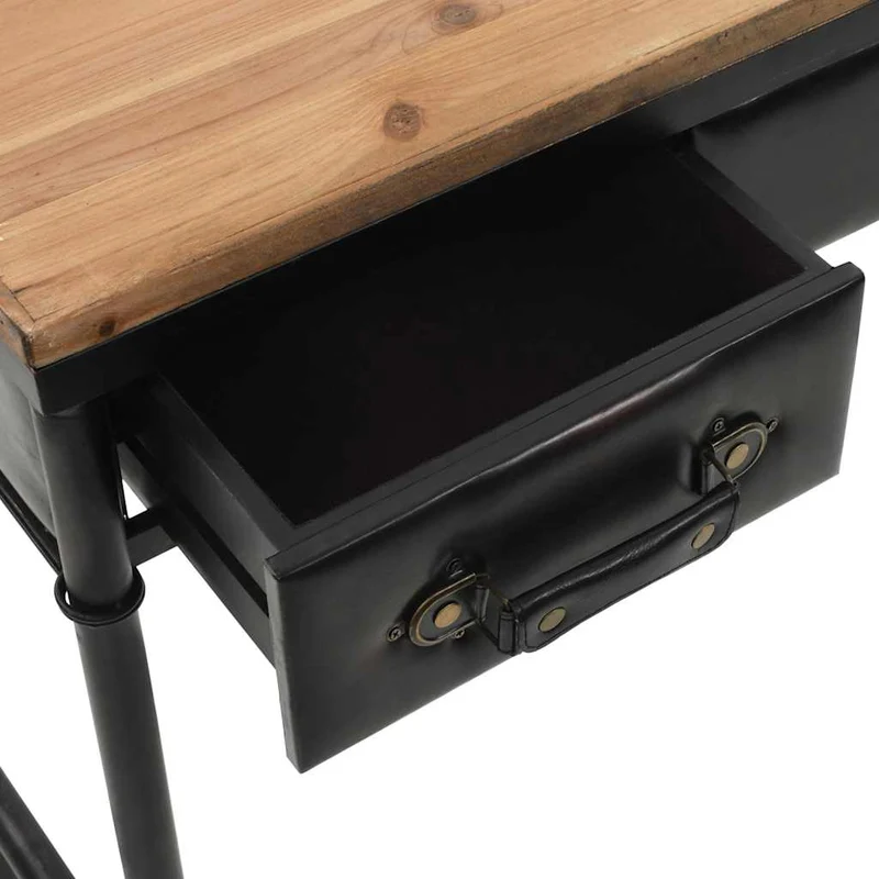Table console d'entrée sur roulettes fonctionnel et stylé avec tiroirs 100x33,5x80 cm MDF bois et acier DEC032055