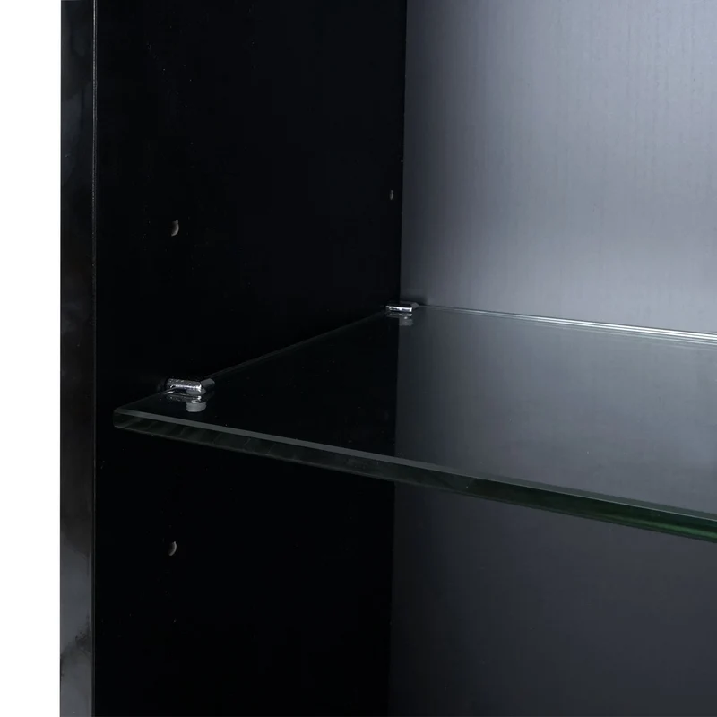 Armoire murale de salle de bain avec 2 portes aspect brillant 150 x 30 cm MDF noir 04_0005763