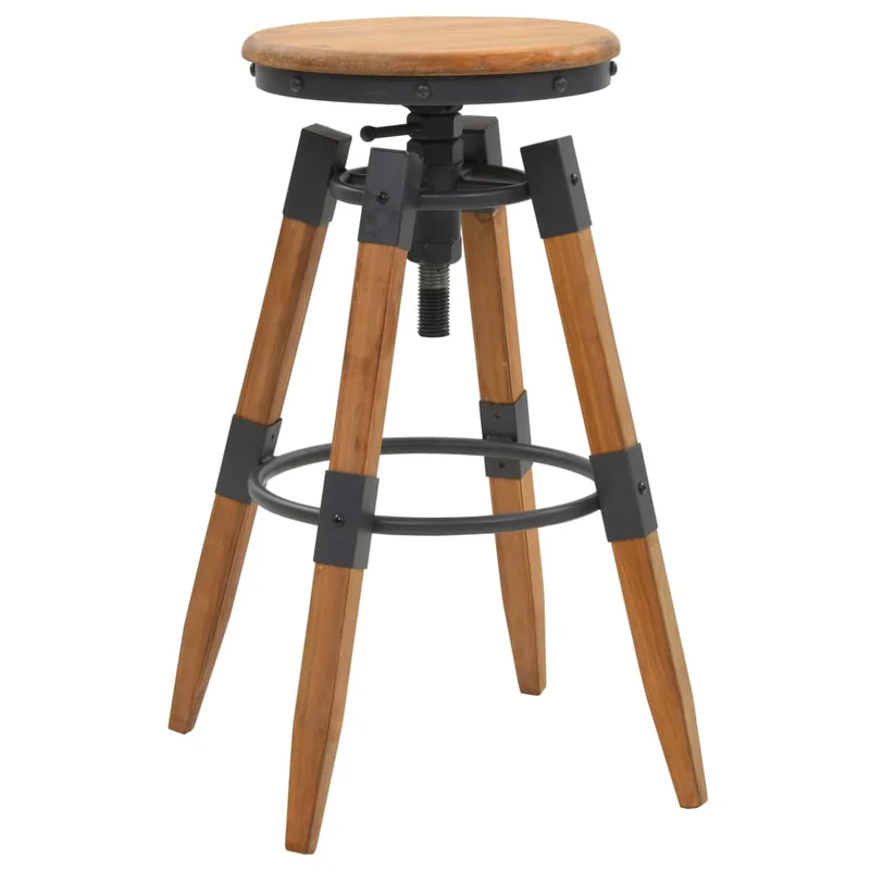 Lot de 2 tabourets de bar chaises hautes design industirel en bois de sapin et acier DEC029640