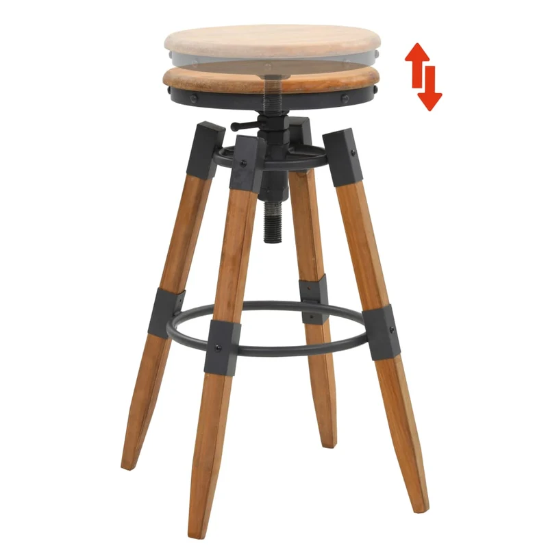 Lot de 2 tabourets de bar chaises hautes design industirel en bois de sapin et acier DEC029640
