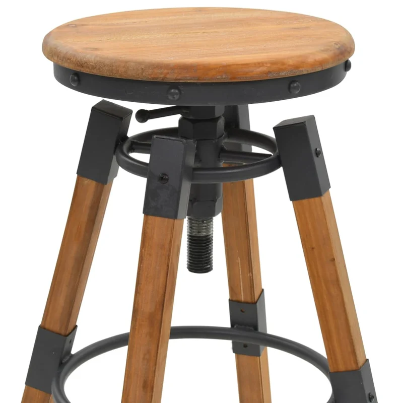 Lot de 2 tabourets de bar chaises hautes design industirel en bois de sapin et acier DEC029640
