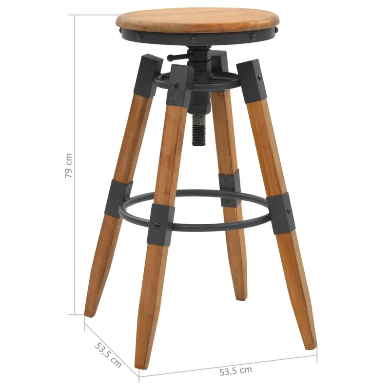 Lot de 2 tabourets de bar chaises hautes design industirel en bois de sapin et acier DEC029640