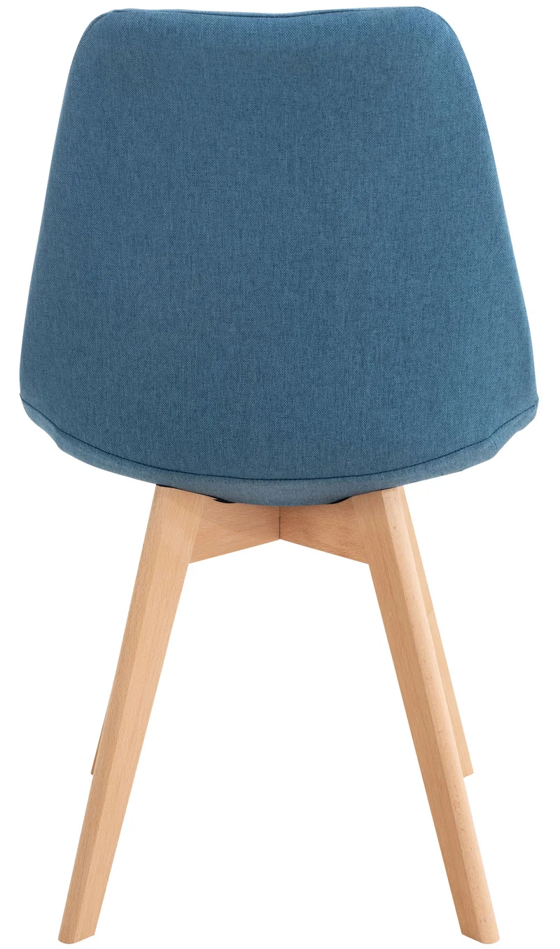 Chaise de salle à manger x1 design scandinave en issu bleu et pieds en bois clair 10_0002291