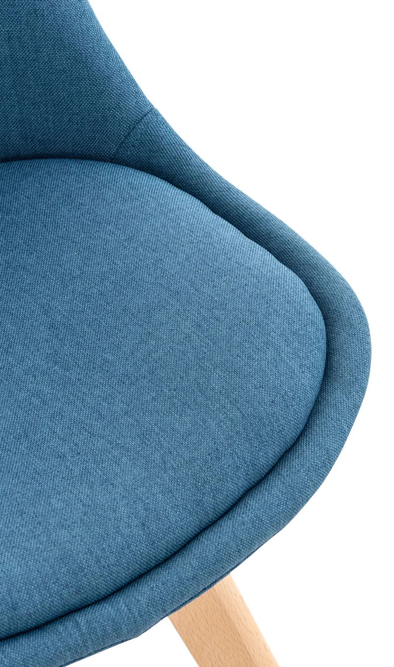 Chaise de salle à manger x1 design scandinave en issu bleu et pieds en bois clair 10_0002291