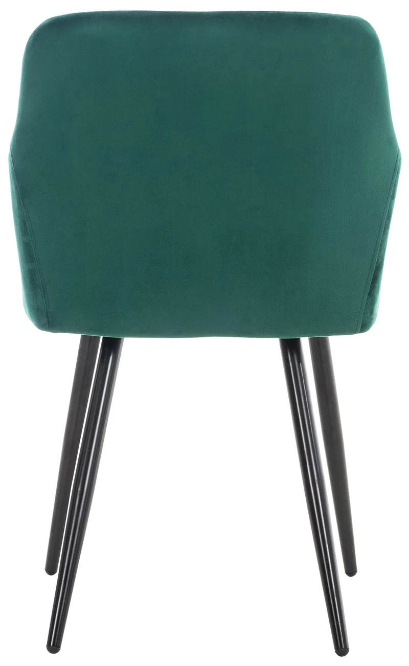 Chaise de salle à manger design retro coutures décoratives en losanges assise en tissu vert 10_0002106