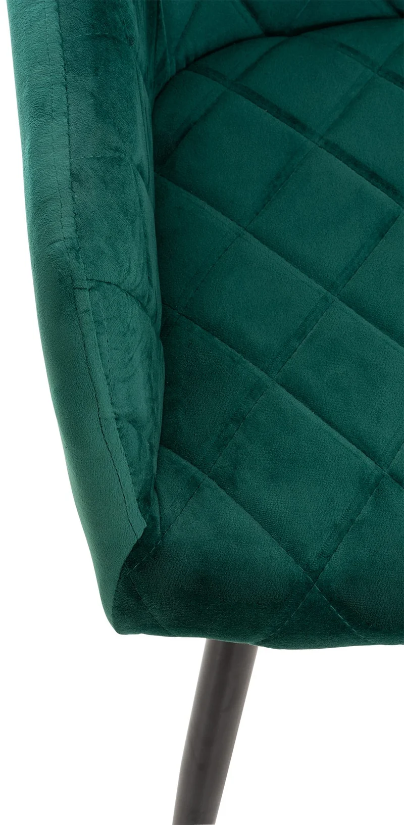 Chaise de salle à manger design retro coutures décoratives en losanges assise en tissu vert 10_0002106
