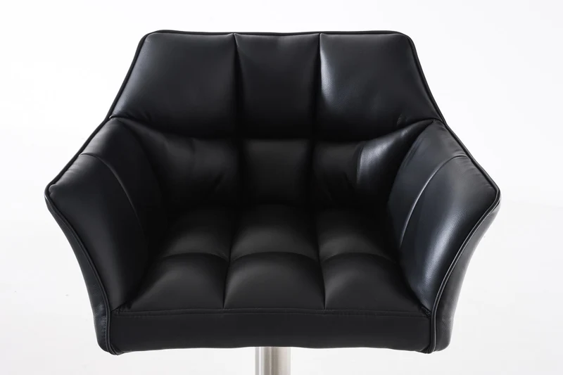 Tabouret de bar x1 réglable en similicuir noir assise enveloppante capitonnée avec base carrée en acier inoxydable 10_0006162