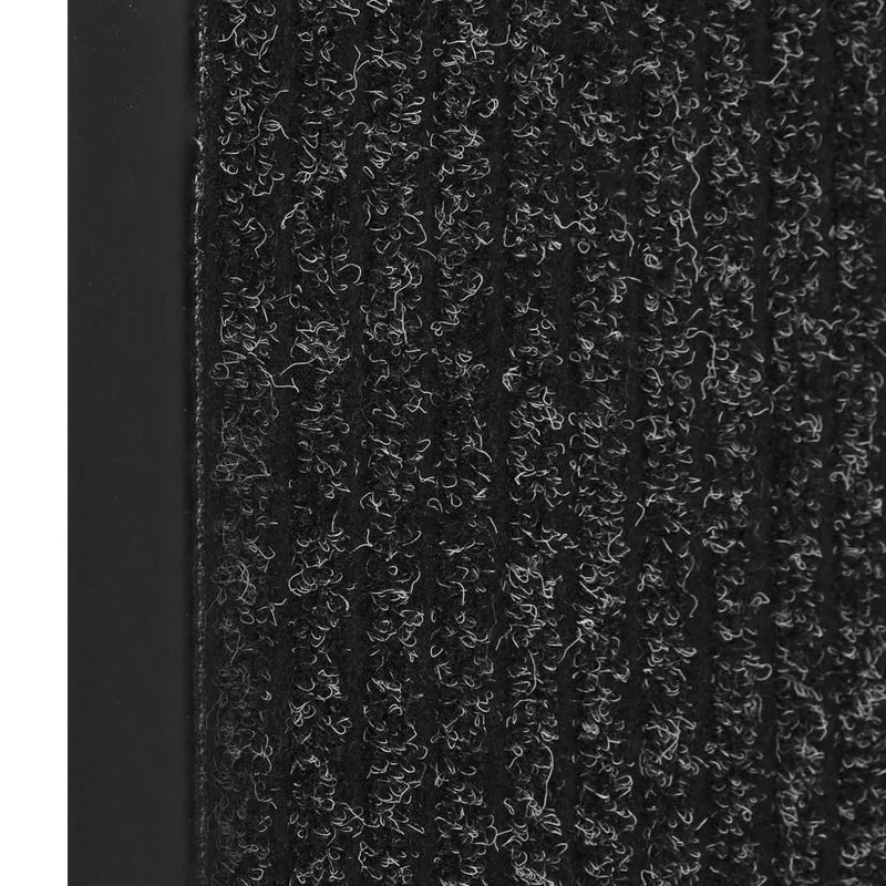 Paillasson de porte d'entrée bordure noire surface en feutre aiguilleté rayé dessous antidérapant 60 x 80 cm PP anthracite et vinyle DEC040636
