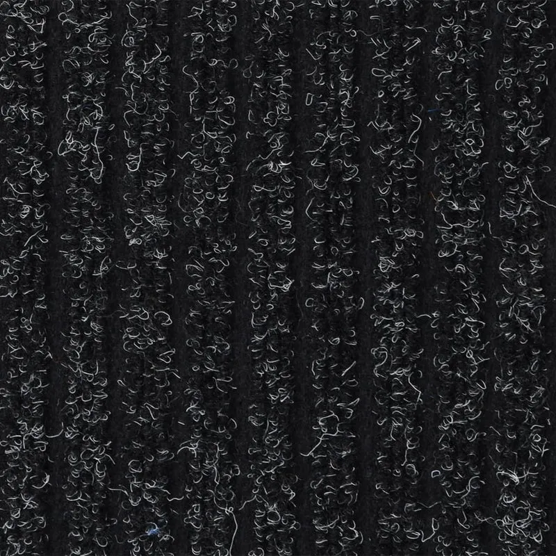 Paillasson de porte d'entrée bordure noire surface en feutre aiguilleté rayé dessous antidérapant 60 x 80 cm PP anthracite et vinyle DEC040636