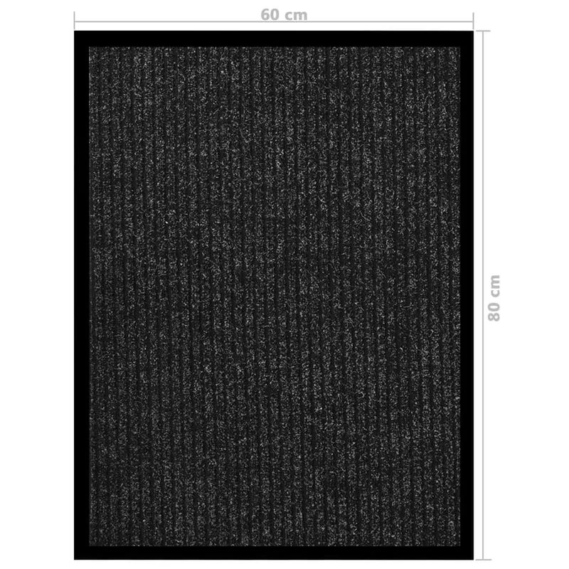 Paillasson de porte d'entrée bordure noire surface en feutre aiguilleté rayé dessous antidérapant 60 x 80 cm PP anthracite et vinyle DEC040636