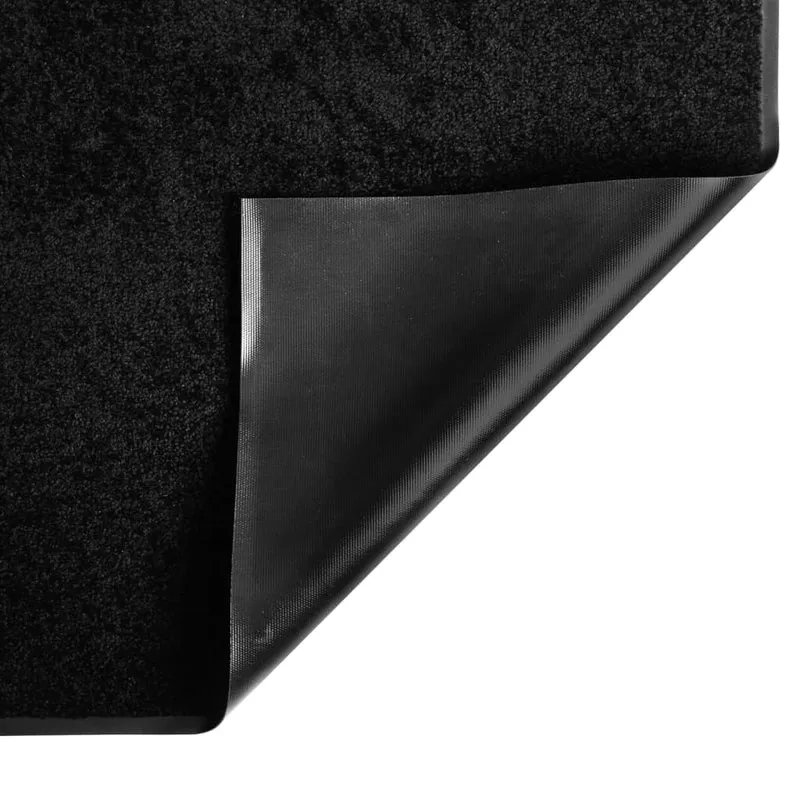 Paillasson de porte d'entrée bordure noire surface en feutre aiguilleté rayé dessous antidérapant 40 x 60 cm PP anthracite et vinyle DEC040632