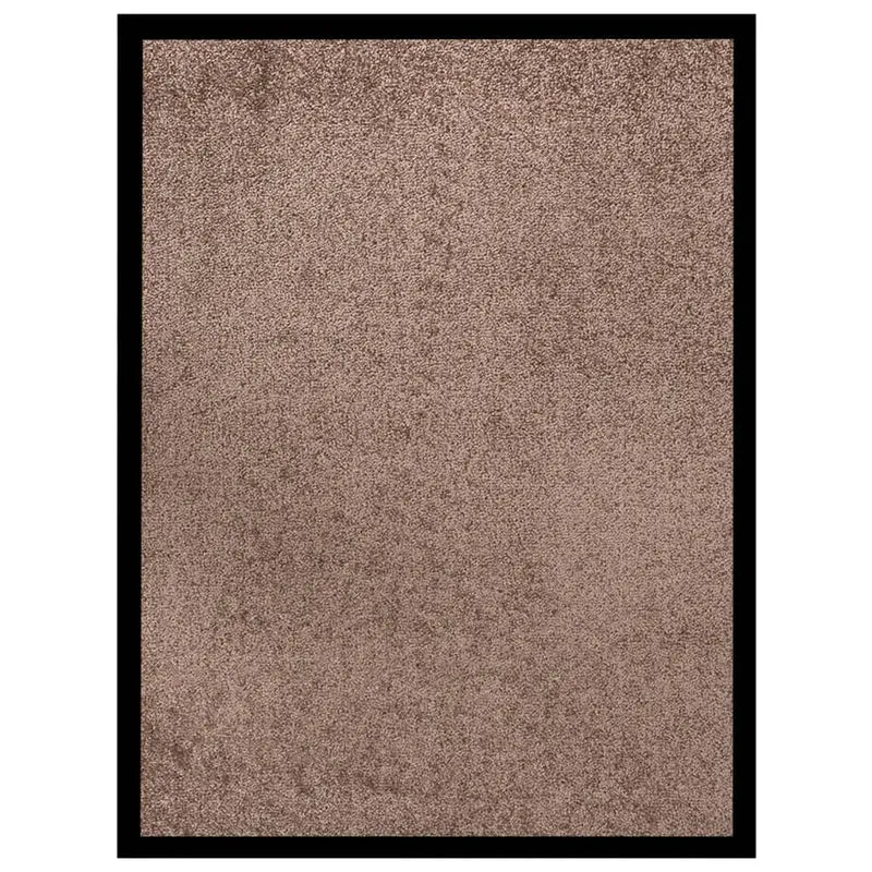 Paillasson de porte d'entrée bordure noire surface dessous antidérapant 40 x 60 cm PP torsadé marron et vinyle DEC040628