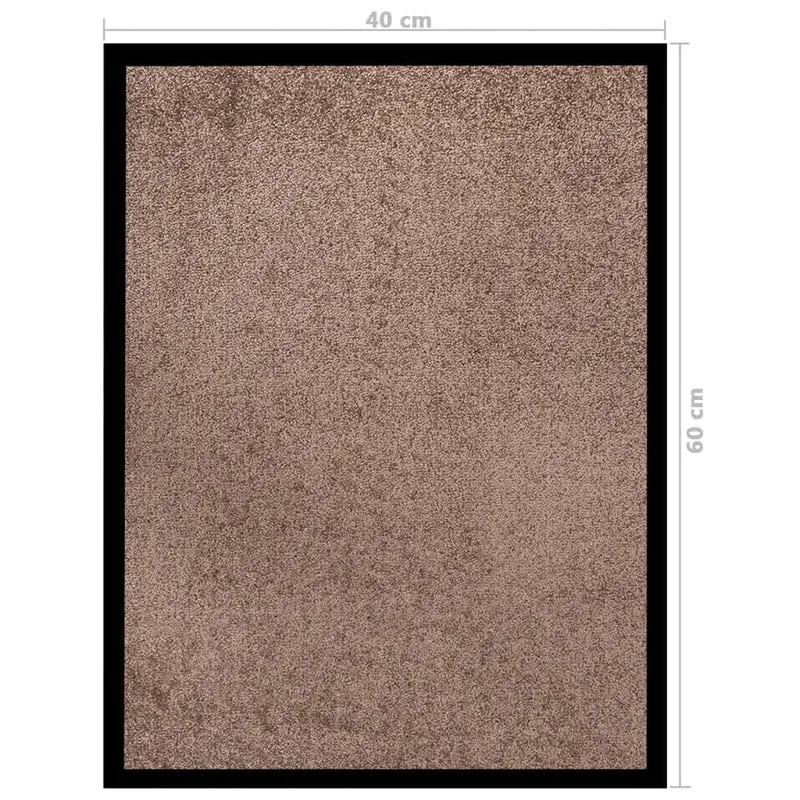 Paillasson de porte d'entrée bordure noire surface dessous antidérapant 40 x 60 cm PP torsadé marron et vinyle DEC040628