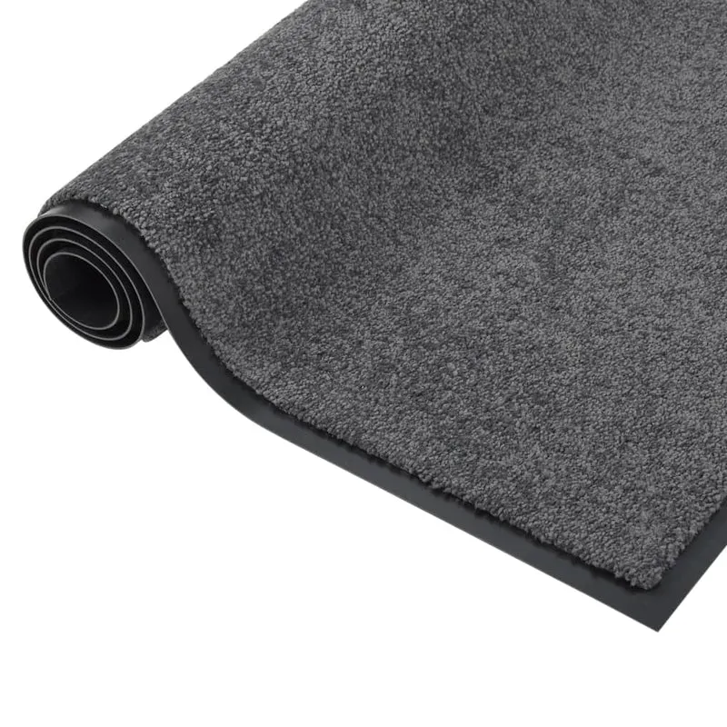 Paillasson de porte d'entrée bordure noire support en vinyle antidérapant 40 x 60 cm PP torsadé anthracite DEC040582