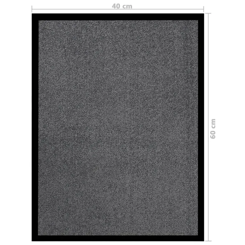Paillasson de porte d'entrée bordure noire support en vinyle antidérapant 40 x 60 cm PP torsadé anthracite DEC040582