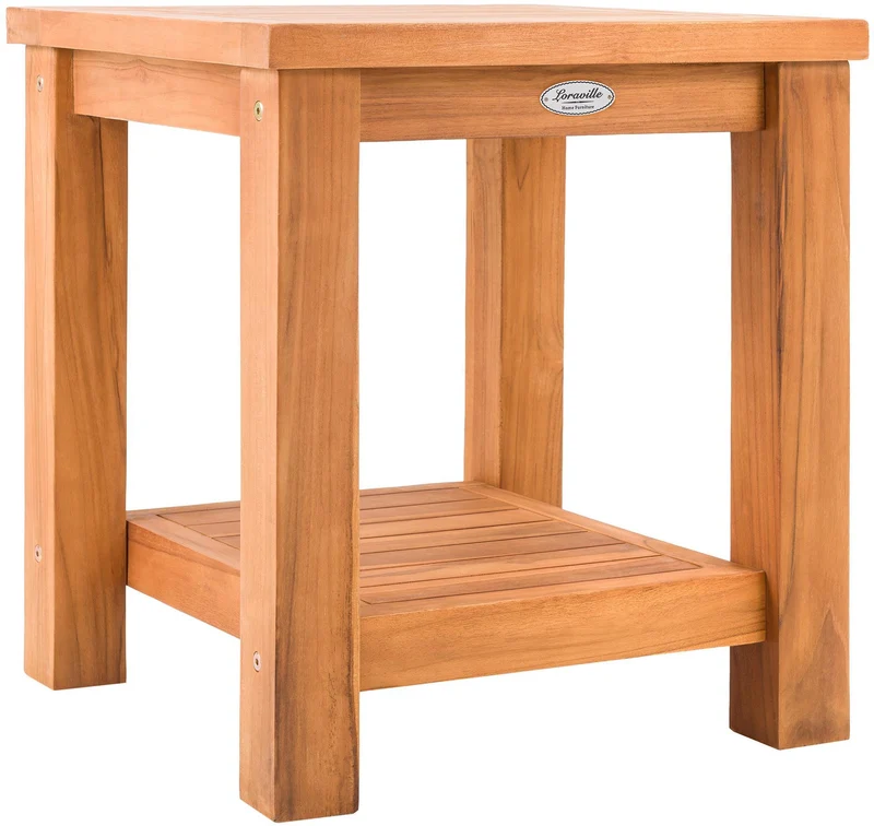 Table d'appoint table de jardin avec étagère 43x51x39 cm en bois de teck massif 10_0009131