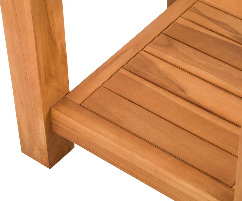Table d'appoint table de jardin avec étagère 43x51x39 cm en bois de teck massif 10_0009131