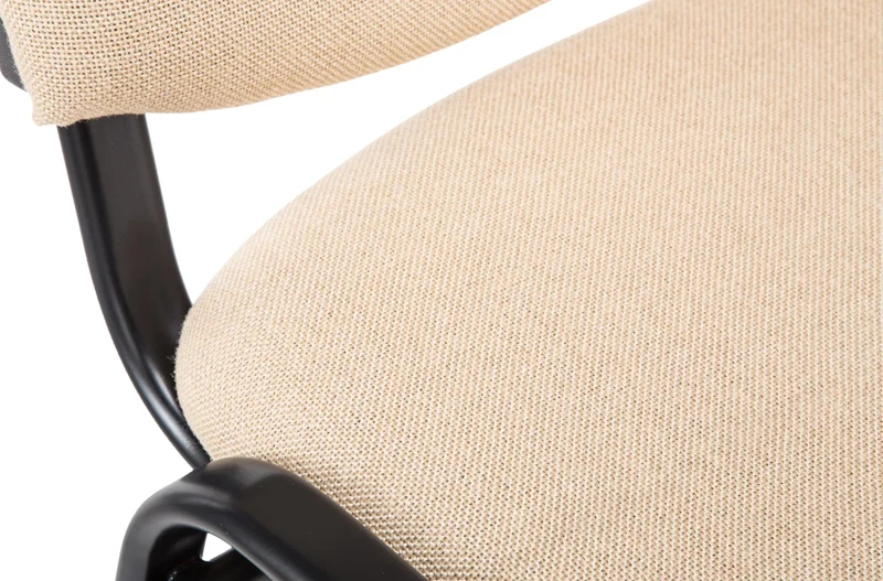 Chaise visiteur empilable zone d'attente en tissu crème piètement à 4 pieds en métal noir 10_0008653