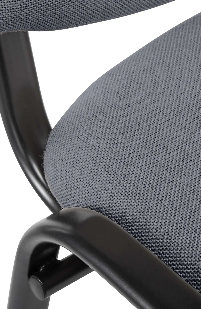 Chaise visiteur empilable zone d'attente en tissu gris piètement à 4 pieds en métal noir 10_0008591