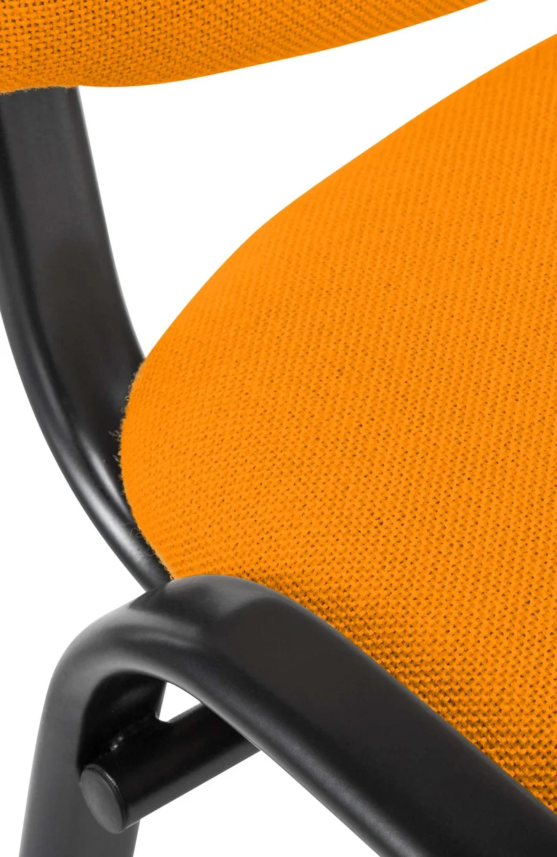 Chaise visiteur empilable zone d'attente en tissu orange piètement à 4 pieds en métal noir 10_0008403
