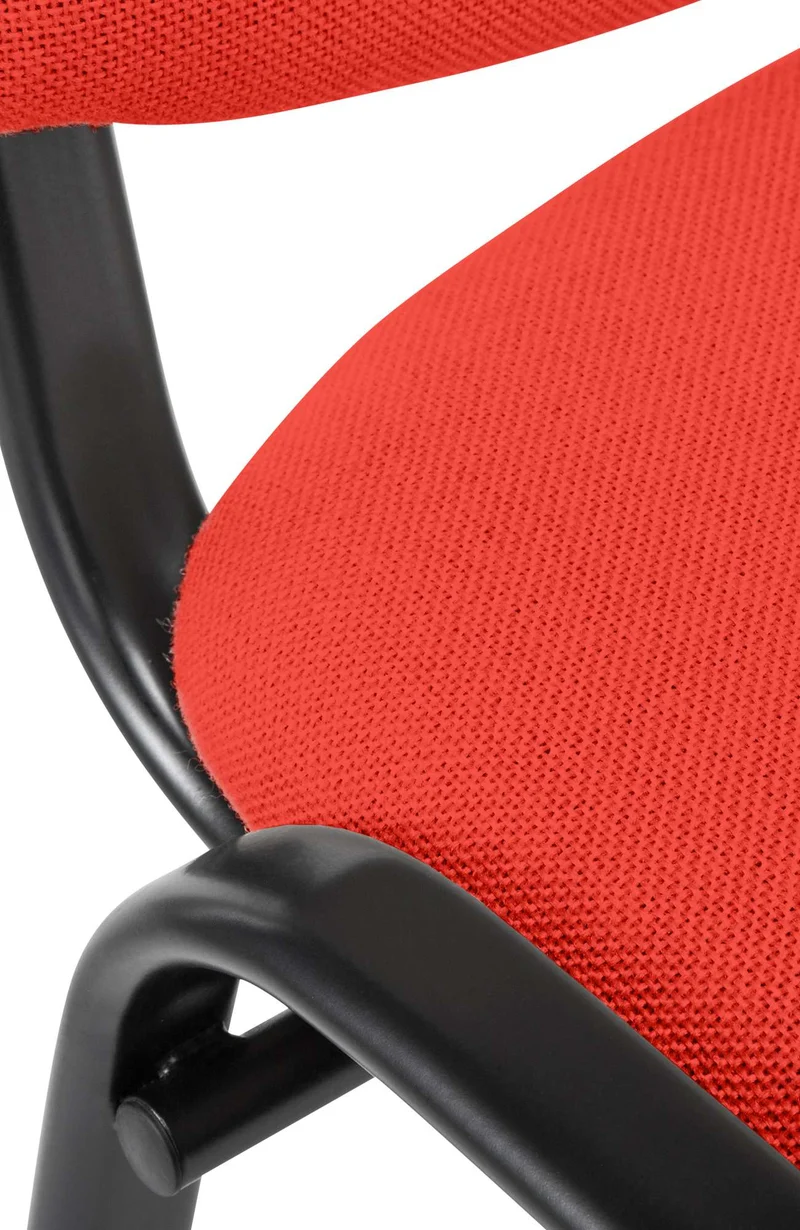 Chaise visiteur empilable zone d'attente en tissu rouge piètement à 4 pieds en métal noir 10_0008302