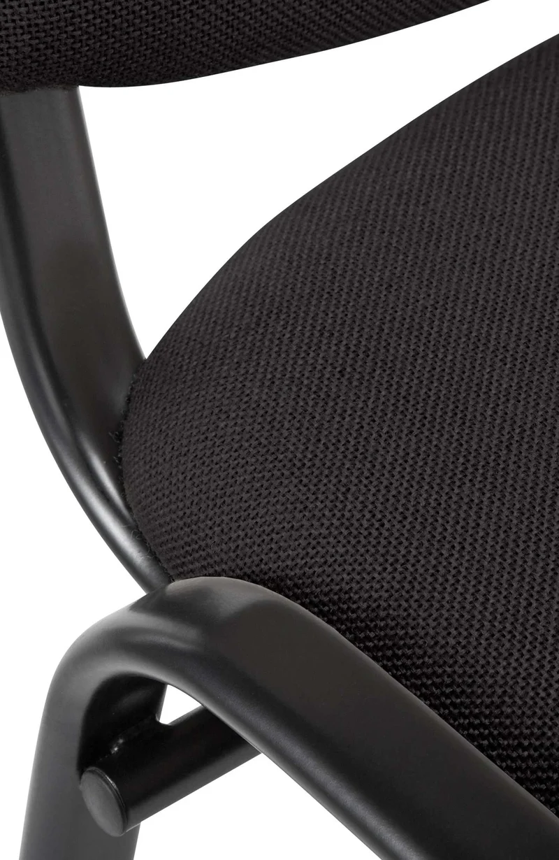 Chaise visiteur empilable zone d'attente en tissu noir piètement à 4 pieds en métal noir 10_0008300