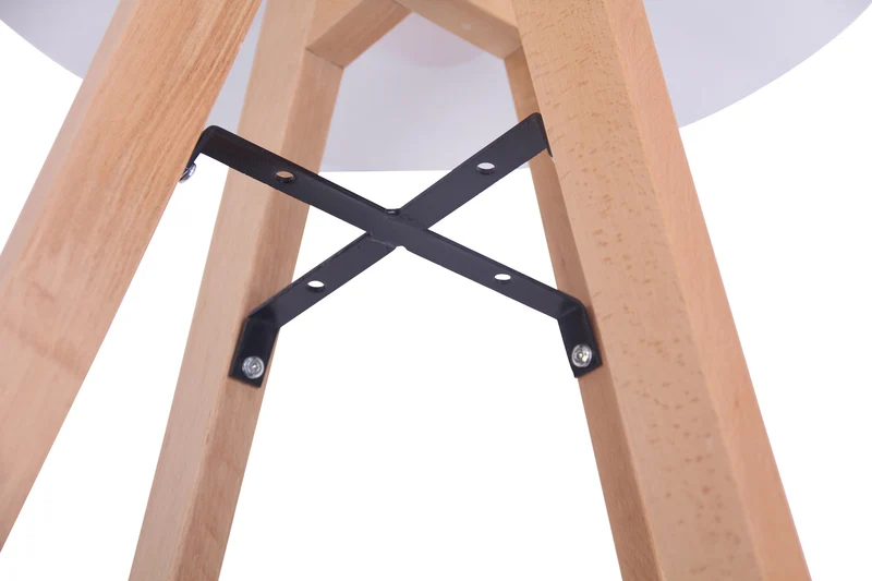 Table de cuisine diamètre 75 cm plateau rond en MDF blanc cadre en hêtre 10_0009141