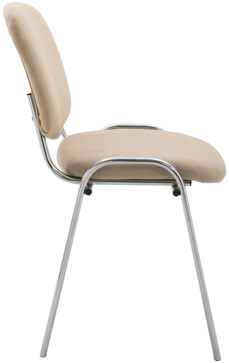 Chaise visiteur empilable zone d'attente en tissu crème piètement à 4 pieds en métal chromé 10_0003369