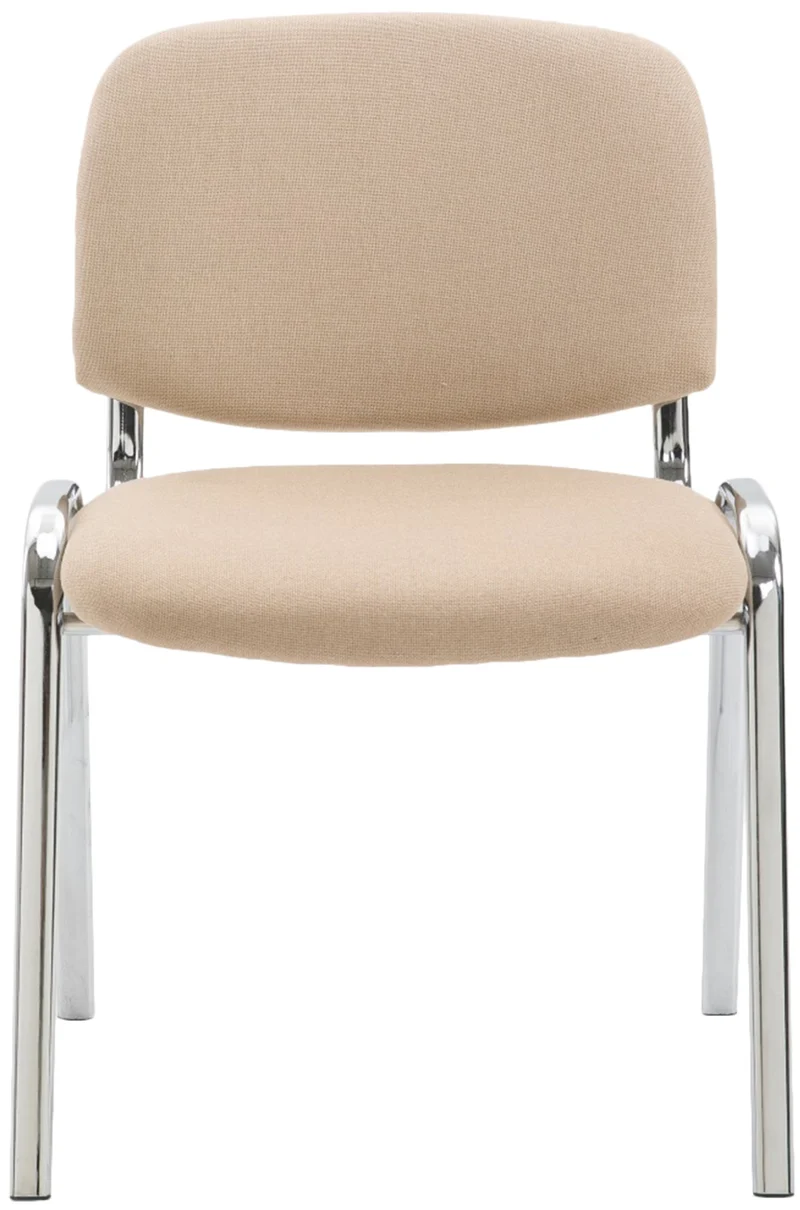 Chaise visiteur empilable zone d'attente en tissu crème piètement à 4 pieds en métal chromé 10_0003369