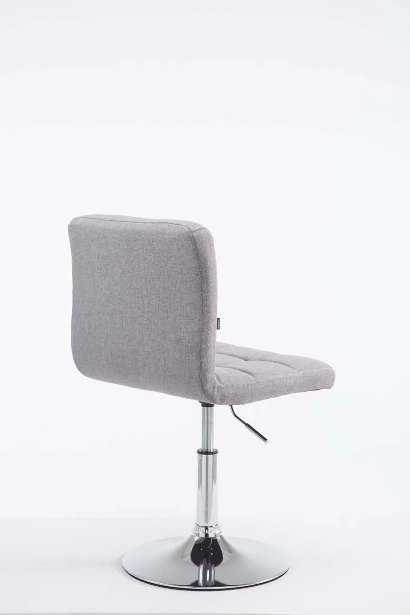 Chaise de salle à manger x1 hauteur réglable design moderne couture décorative en tissu gris piètement en métal 10_0005496