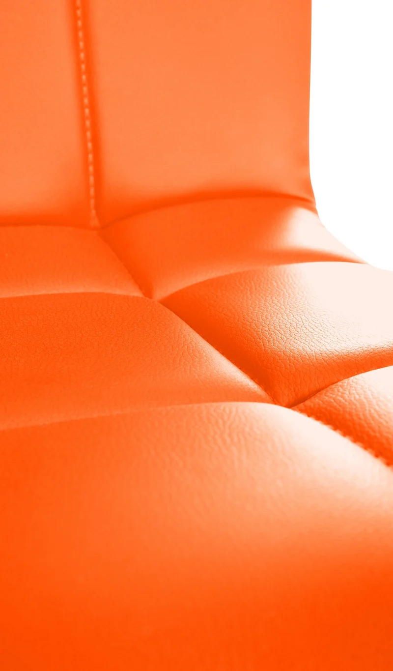 Chaise de salle à manger x1 hauteur réglable design moderne couture décorative en PVC orange piètement en métal 10_0005501