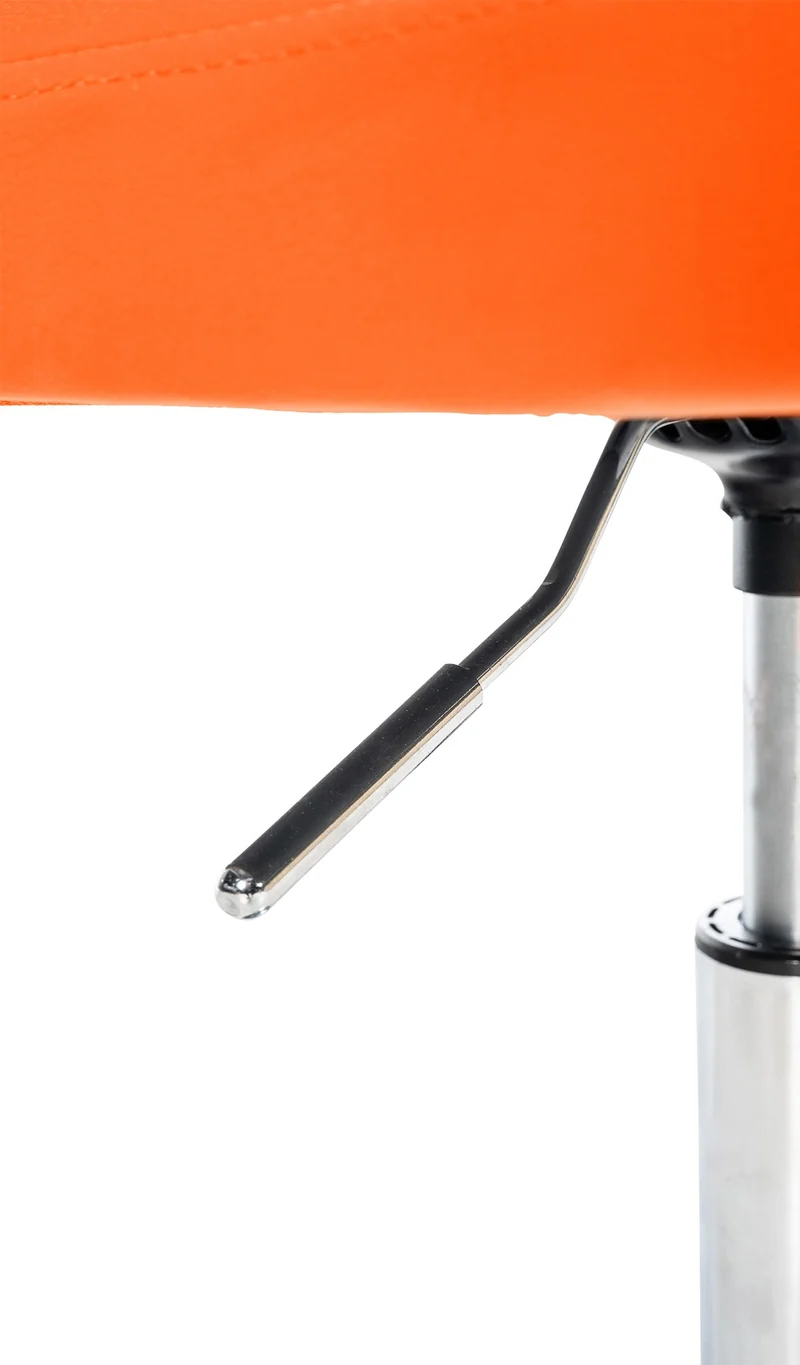 Chaise de salle à manger x1 hauteur réglable design moderne couture décorative en PVC orange piètement en métal 10_0005501