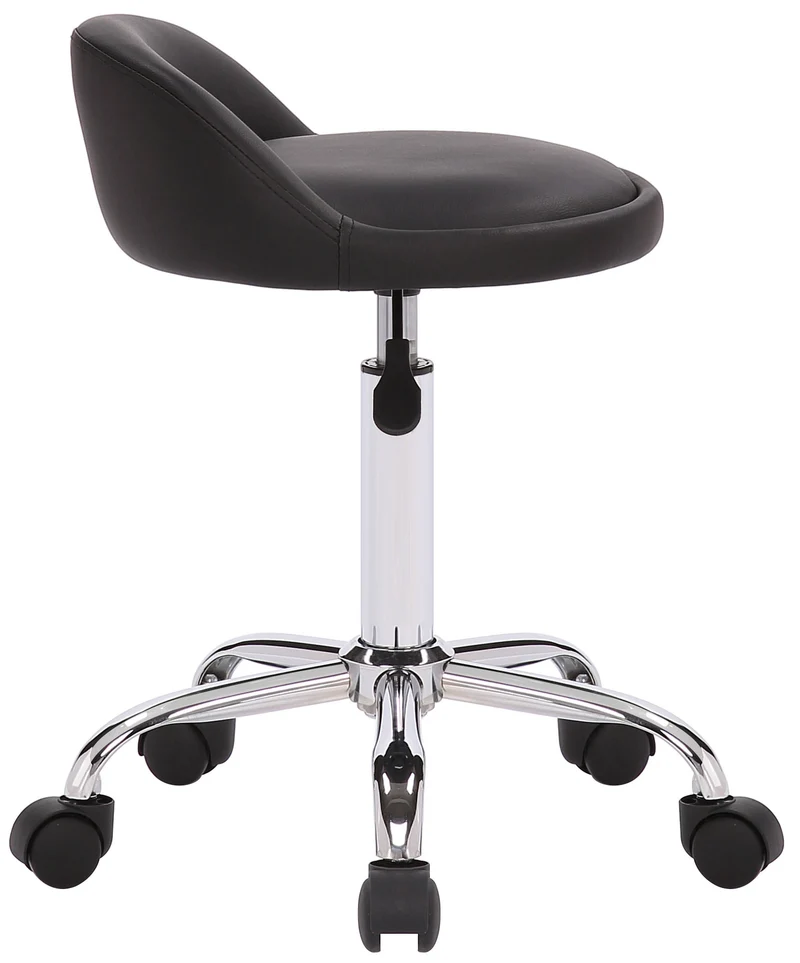 Tabouret de travail cabinets de médecins dentistes salons esthétique en métal chromé et PVC noir 10_0003235