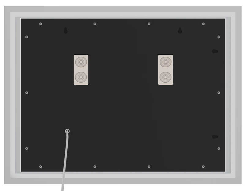 Miroir de salle de bain rectangulaire intensité lumineuse réglable 60x80 avec Bluetooth cadre en métal clair 10_0009108