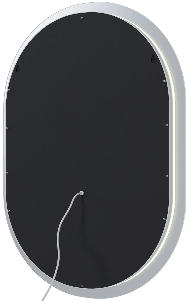 Miroir de salle de bain ovale intensité lumineuse réglable 70x50 cm cadre métal clair 10_0009089