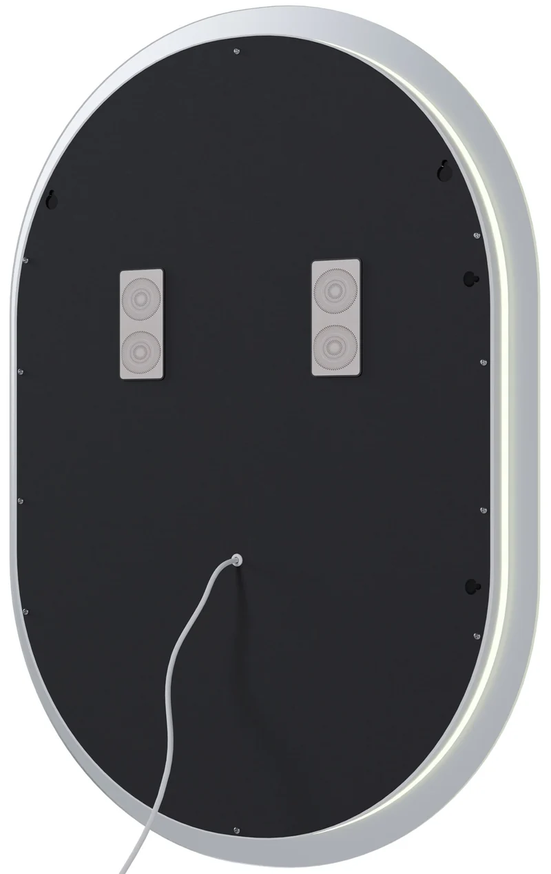 Miroir de salle de bain ovale intensité lumineuse réglable 70x50 cm avec Bluetooth cadre métal clair 10_0009081