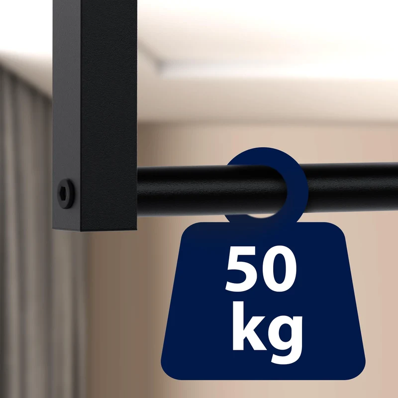 Tringle à vêtements suspendue porte-manteau 120x80 cm acier thermolaqué noir 10_0009043